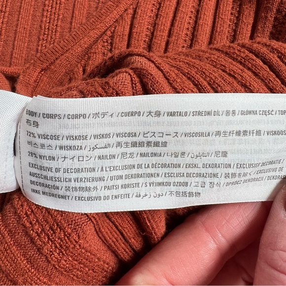 ABERCROMBIE AND FITCH BURNT ORANGE TIE FRONT LONG SLEEVE SWEATER/CARDIGAN XS - Picture 5 of 7